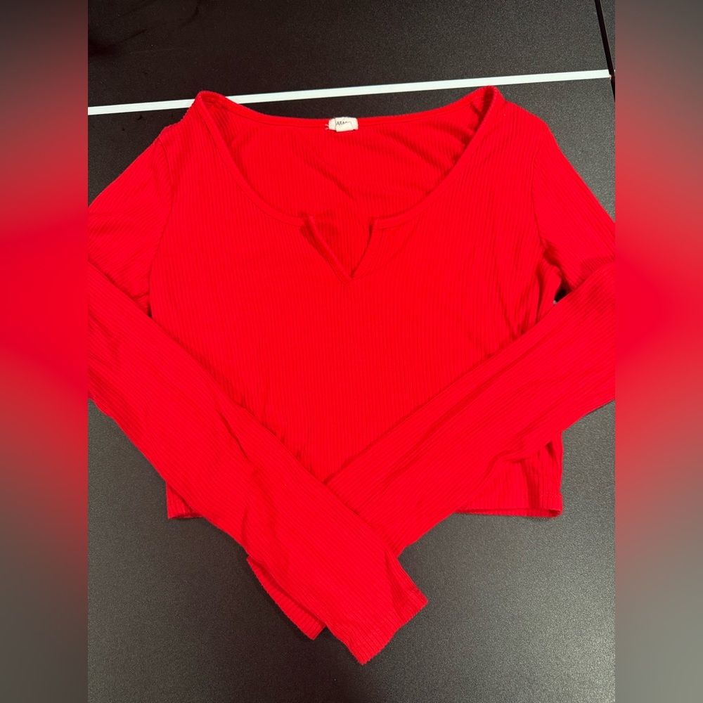 Red Long Sleeve Women's Top